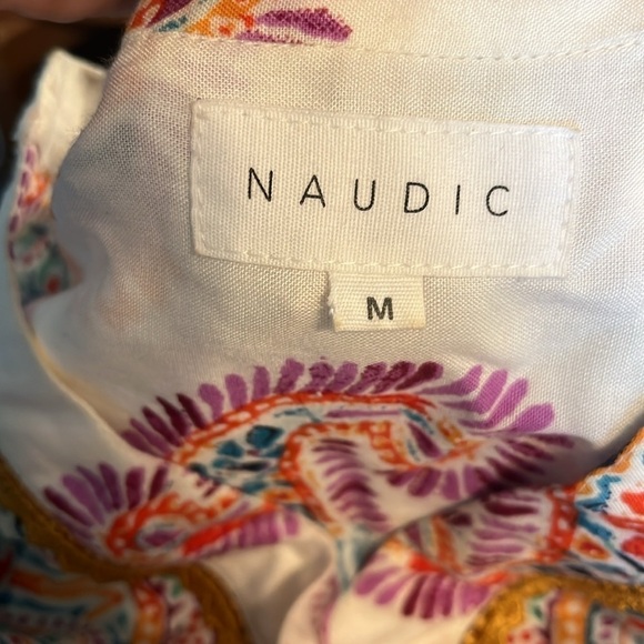 Naudic Paisley Boho Dress Romantic Embroidered Trim Bell Sleeves Size Medium - Picture 8 of 12